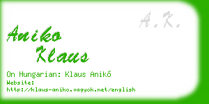 aniko klaus business card